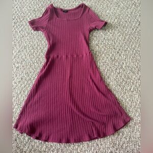 art class Ribbed Fit & Flare Pink Short Sleeve Top